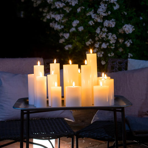 Outdoor pillar candles